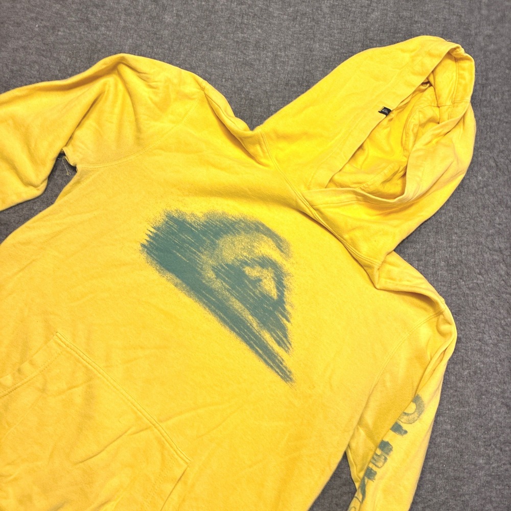 Quiksilver Hoodie Mens‎ Large Yellow Graphic Pullover Long Sleeve Y2K Surf Skate